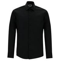 Siyah Uzun Kol Slim Fit Dar Kesim Klasik Non Iron Saten Pamuklu Gömlek