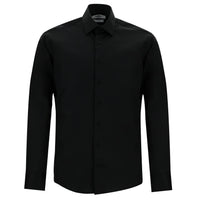 Siyah Uzun Kol Slim Fit Dar Kesim Klasik Non Iron Saten Pamuklu Gömlek