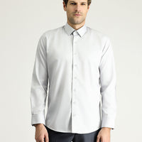 Orta Gri Uzun Kol Slim Fit Dar Kesim Klasik Non Iron Saten Pamuklu Gömlek