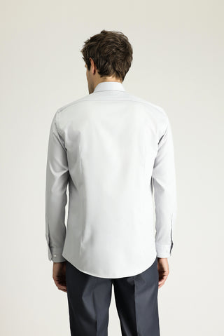 Orta Gri Uzun Kol Slim Fit Dar Kesim Klasik Non Iron Saten Pamuklu Gömlek