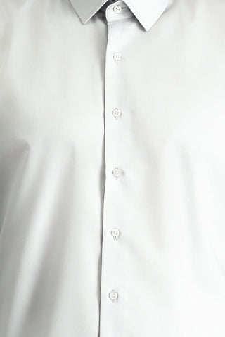 Orta Gri Uzun Kol Slim Fit Dar Kesim Klasik Non Iron Saten Pamuklu Gömlek