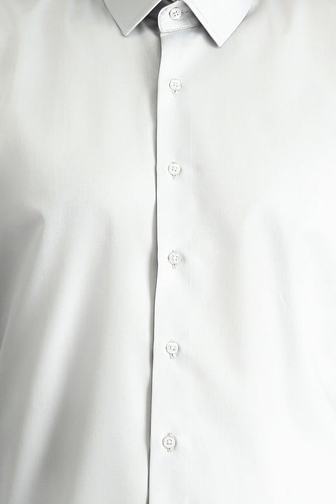 Orta Gri Uzun Kol Slim Fit Dar Kesim Klasik Non Iron Saten Pamuklu Gömlek