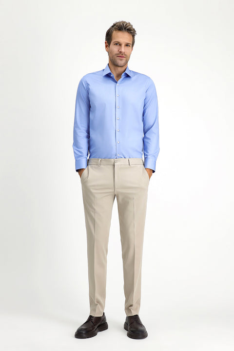 Light Blue Long Sleeve Slim Fit Classic Non-Iron Satin Cotton Shirt