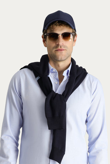 Mavi Uzun Kol Slim Fit Dar Kesim Non Iron Oxford Pamuklu Gömlek