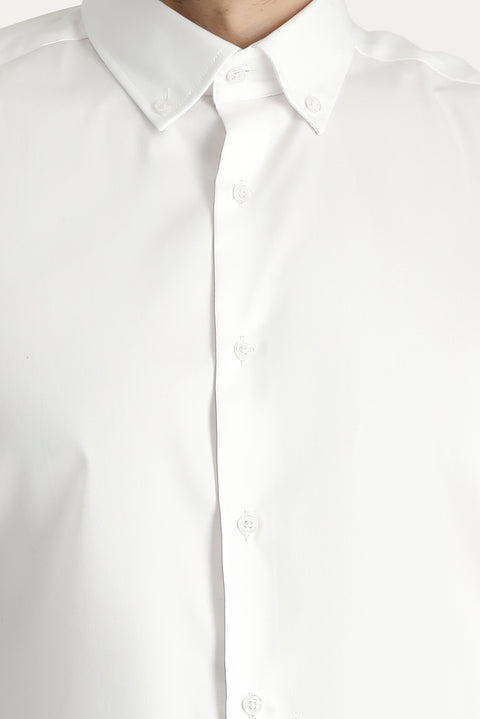 Beyaz Uzun Kol Slim Fit Dar Kesim Non Iron Oxford Pamuklu Gömlek