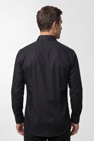 Siyah Uzun Kol Slim Fit Non Iron Ütü Gerektirmeyen Pamuklu Klasik Gömlek