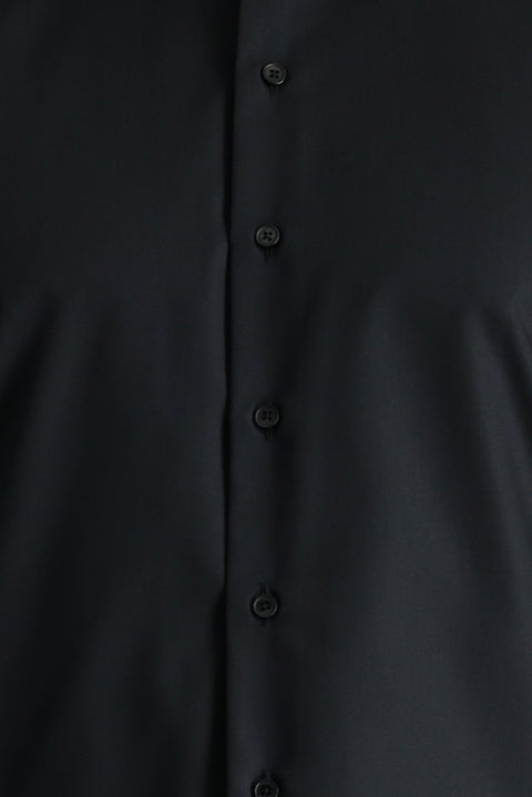 Siyah Uzun Kol Slim Fit Non Iron Ütü Gerektirmeyen Pamuklu Klasik Gömlek