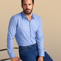 Aqua Mavisi Uzun Kol Slim Fit Dar Kesim Non Iron Ütü Gerektirmeyen Pamuklu Gömlek