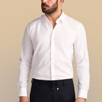 Beyaz Uzun Kol Slim Fit Dar Kesim Non Iron Ütü Gerektirmeyen Pamuklu Gömlek