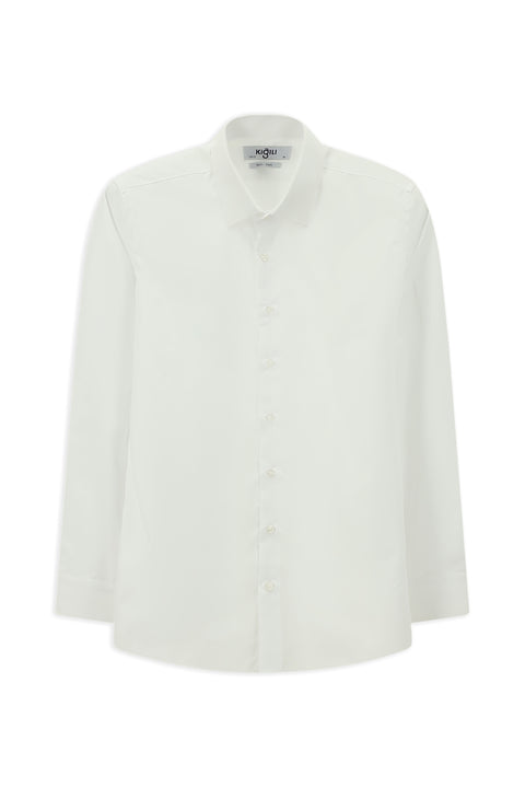 Beyaz Uzun Kol Slim Fit Non Iron Ütü Gerektirmeyen Pamuklu Klasik Gömlek