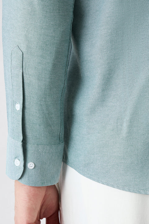 Mint Green Long Sleeve Slim Fit Button-Down Collar Cotton Easy Iron 4-Season Oxford Shirt