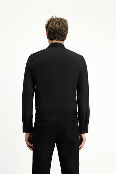 Siyah Uzun Kol Slim Fit Klasik Yaka Oxford Pamuklu Kolay Ütülenebilir Gömlek
