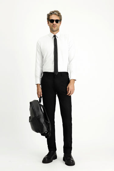 Beyaz Uzun Kol Slim Fit Klasik Yaka Pamuklu Kolay Ütülenebilir 4 Mevsim Oxford Gömlek