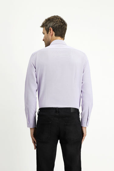 Lila Uzun Kol Slim Fit Klasik Yaka Pamuklu Kolay Ütülenebilir 4 Mevsim Oxford Gömlek