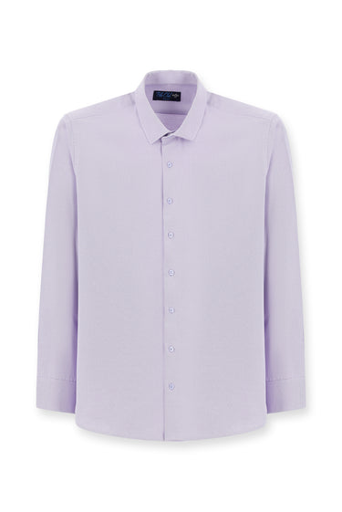 Lila Uzun Kol Slim Fit Klasik Yaka Oxford Pamuklu Kolay Ütülenebilir Gömlek