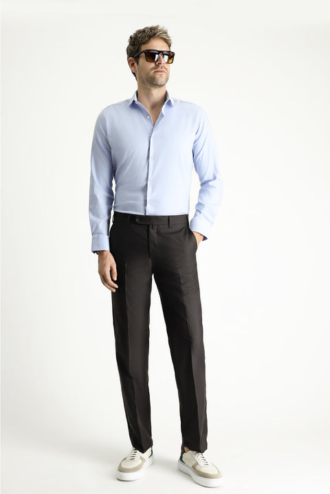 Açık Mavi Techno-Line Uzun Kol Slim Fit Dar Kesim Klasik Gömlek
