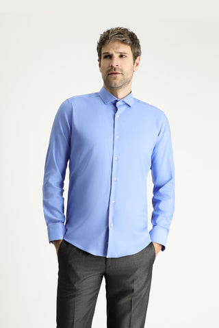 Koyu Mavi Techno-Line Uzun Kol Slim Fit Dar Kesim Klasik Gömlek