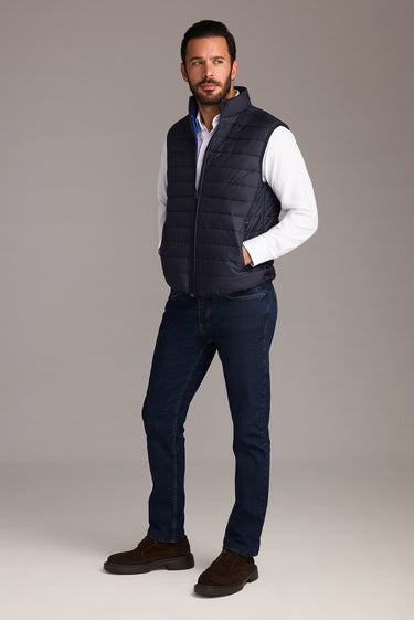 Koyu Lacivert Kapitone Spor Şişme Yelek