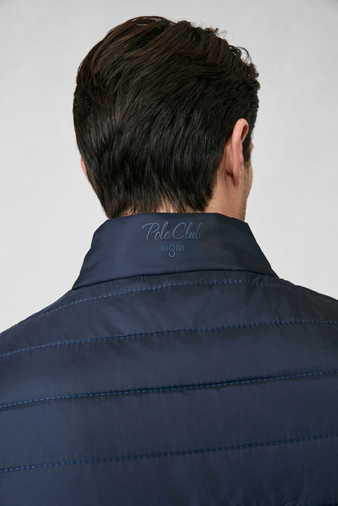 Dark Navy High Collar Zip-Up Quilted Sports Padded Vest