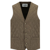 Koyu Kahve Slim Fit Dar Kesim Desenli Yünlü Yelek