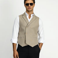 Orta Vizon Slim Fit Dar Kesim Desenli Klasik Kruvaze Yelek
