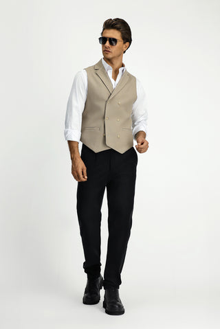 Orta Vizon Slim Fit Dar Kesim Desenli Klasik Kruvaze Yelek