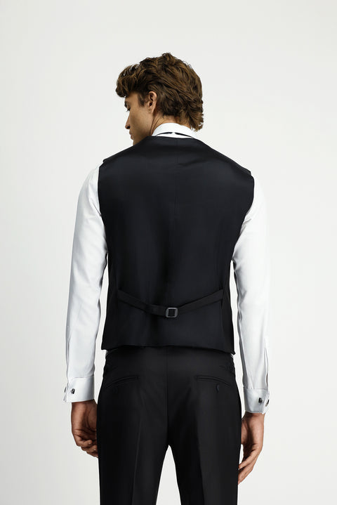 Black Regular Fit Double-Breasted Classic Tuxedo Vest