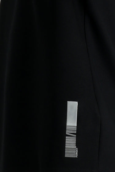 Siyah Bisiklet Yaka Oversize Likralı Baskılı Tişört