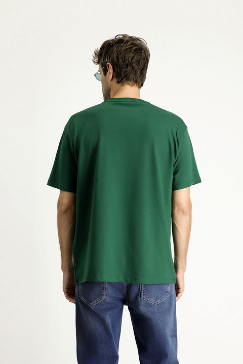 Dark Green Crew Neck Oversize Supreme Cotton T-Shirt
