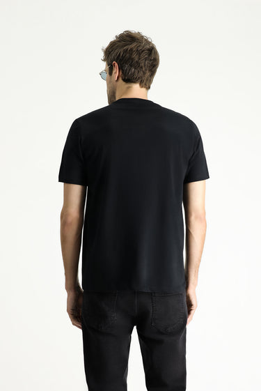 Siyah Bisiklet Yaka Regular Fit Süprem Pamuk Tişört