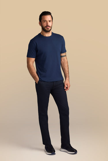 Orta Lacivert Bisiklet Yaka Regular Fit Süprem Pamuk Tişört