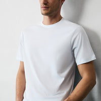 White Bicycle Collar Regular Fit 100% Cotton Supima Basic T-Shirt