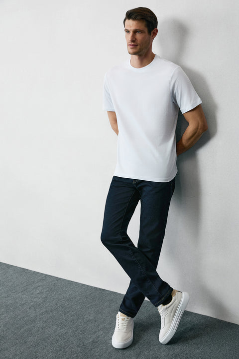 White Bicycle Collar Regular Fit 100% Cotton Supima Basic T-Shirt