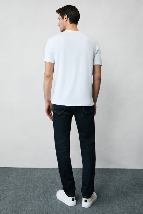 White Bicycle Collar Regular Fit 100% Cotton Supima Basic T-Shirt