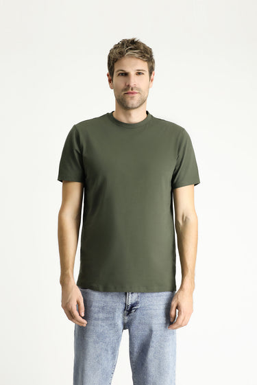 Orta Haki Bisiklet Yaka Regular Fit Süprem Pamuk Tişört