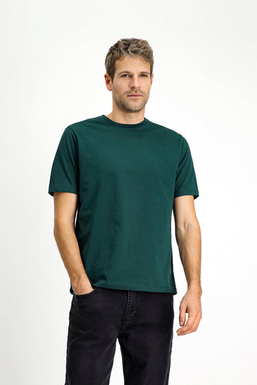 Koyu Yeşil Bisiklet Yaka Regular Fit Süprem Pamuk Tişört