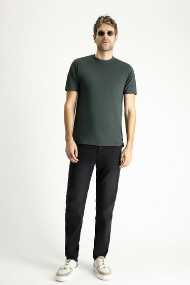 Koyu Antrasit Bisiklet Yaka Regular Fit Süprem Pamuk Tişört