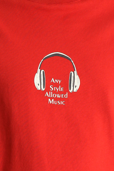 Bayrak Kırmızı Bisiklet Yaka Oversize Baskılı Süprem Pamuk Tişört