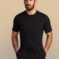 Siyah Bisiklet Yaka Slim Fit Dar Kesim Süprem Pamuk Tişört