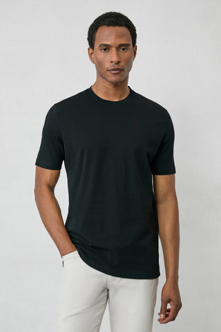 Siyah Bisiklet Yaka Slim Fit %100 Pamuk Tişört