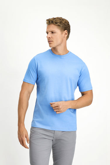 Mavi Bisiklet Yaka Slim Fit Dar Kesim Süprem Pamuk Tişört