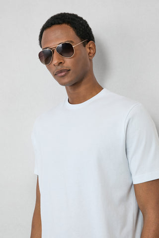 Beyaz Bisiklet Yaka Slim Fit %100 Pamuk Tişört
