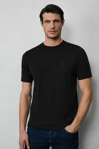 Beyaz-Siyah-Lacivert Bisiklet Yaka Slim Fit Dar Kesim Pamuk 3'lü Paket Tişört Seti