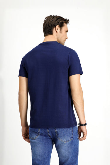 Beyaz-Siyah-Lacivert Bisiklet Yaka Slim Fit Dar Kesim Pamuk 3'lü Tişört Seti