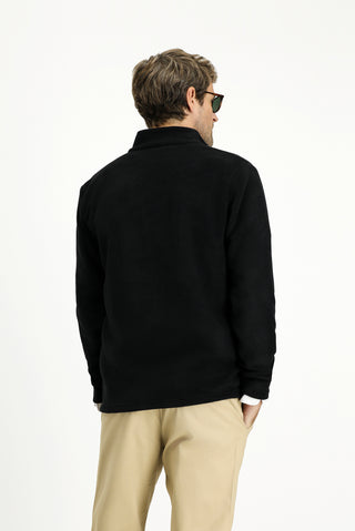 Siyah Dik Yaka Tam Fermuarlı Soğuk Geçirmez Tüylenme Yapmayan Cepli Polar Sweatshirt