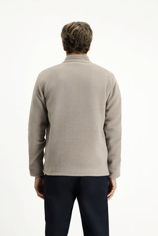 Orta Gri Dik Yaka Tam Fermuarlı Soğuk Geçirmez Tüylenme Yapmayan Cepli Polar Sweatshirt