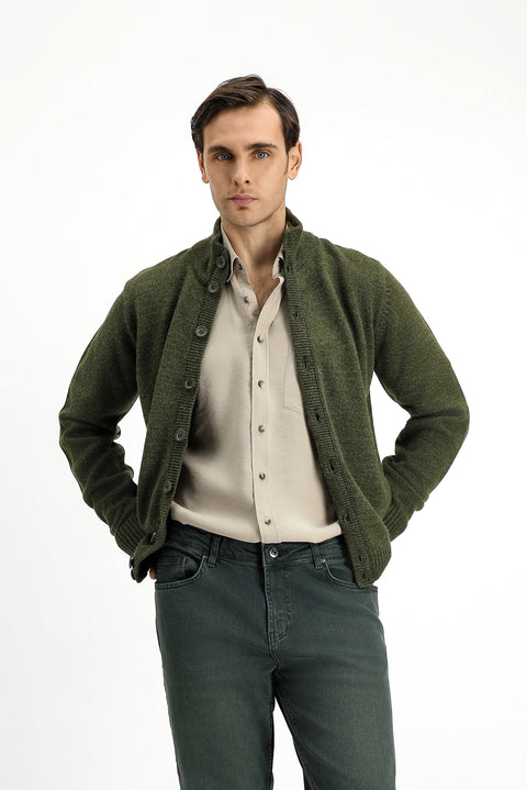 Medium Khaki Knitted Cardigan