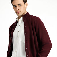 Dark Burgundy Knitted Cardigan