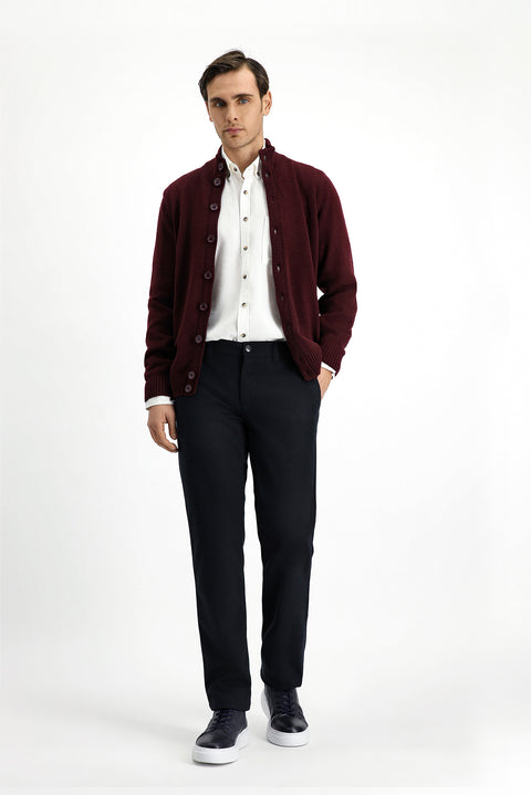Dark Burgundy Knitted Cardigan