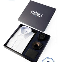 Off-White 4-Piece Gift Set / Shirt & Tie & Belt & Wallet Dowry Set Gift Boxed Set